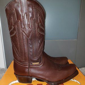 SOTO Men's Square Toe Brown Leather Boots